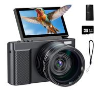 Digital Camera for Photography,4K 64MP Vlogging Camera for YouTube with 3" 180° Flip Screen,Macro and Wide-Angle Lenses,16X Travel Camera with 64GB Micro SD Card for Beginner, Teens