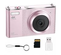 Digital Camera for Photography, 4K 72MP Vlogging Camera, Autofocus Point and Shoot Digital Camera for Teens Adult Beginner 16X Zoom, 32GB Card, 2 Batteries Pink