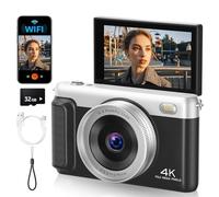 Digital Camera for Photography, 75MP 4K Vlogging Cameras, 16 x Zoom in Autofocus Camera with 3'' 180° Flip Screen, Portable Point and Shoot Digital Cameras for Beginners with 64 GB SD Card,Black