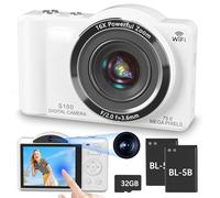 Digital Camera for Photography - WiFi 4K 75MP Vlogging Cameras for YouTube, Touchscreen Autofocus Point and Shoot Digital Camera for Teens Adult Beginner with 16X Zoom, 32GB Card, 2 Batteries(White)