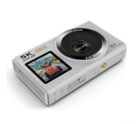 Digital Camera, Portable 5k Digital Camera With Dual Screens 18x Zoom And 80mp Resolution For Video Recording And Photo Capture(White)