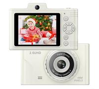 Digital Camera, Portable CCD, Dual Lens HD Retro Student Camera, 700MAh Battery 2.8 Inch IPS Display TF Card Storage OTG Transfer(White)