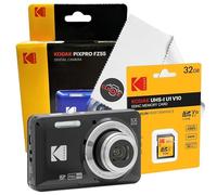 Digital Camera Set Bundle with Kodak Pixpro FZ55 Black Compact Digital Camera, 32gb SD Card, and Clikoze Cleaning Cloth