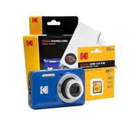 Digital Camera Set Bundle with Kodak Pixpro FZ55 Blue Compact Digital Camera, 32gb SD Card, and Clikoze Cleaning Cloth