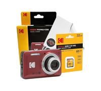 Digital Camera Set Bundle with Kodak Pixpro FZ55 Compact Digital Camera, 32gb SD Card, and Clikoze Cleaning Cloth (Red)
