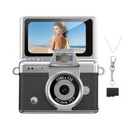 Digital Camera - Small Portable Electronic, Retro Style Camcorder, Includes 64GB Storage, Great for Rain Sun Travel, Photography Accessories, Compact Silver/Black for Home Camping Hiking Backpacking