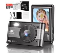 Digital Camera, Vlogging Camera Rechargeable Portable Mini Cameras 4K FHD 1080P 48MP Compact Cameras with 18X Digital Zoom, with 2 Batteries for Teens,Kids,Beginners