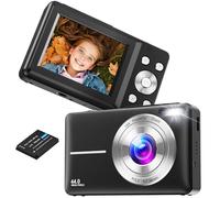 Digital Camera, Vlogging Camera Rechargeable Portable Mini Cameras FHD 1080P 44MP Compact Cameras with 16X Digital Zoom, with 1 Battery for Teens,Kids,Beginners（Black）