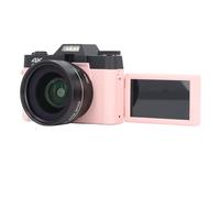 Digital Camera, WiFi 48MP Auto Focus 4K Video Camera, 16X Digital Zoom Vlogging Camera with 3in 180° Flip Screen, Detachable Wide Angle Lens, Compact Camera for Travel (Pink)