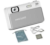 Digital Camera with 4K Video and Automatic Scene, White | Sliding Lens Cover, Automatic Camera Settings, Flexible Framing for Travel Photos and Family Gathering Moments