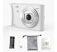 Digital Camera with 50MP Resolution, Dual Lens, 8X Zoom and 32GB Card Portable and Easy to Use (White A15 No card)