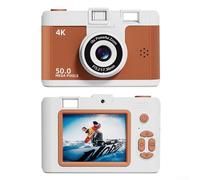 Digital Camera with 5K Resolution, 16x Zoom, 180 Degree Flip Screen and Builtin Fill Light for Vlogging and Photography with Wifi (Brown)