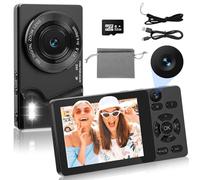 Digital Camera with Dual Cameras Front and Rear Auto Focus Camera Compact Vlogging Camera 2.8 Inch Screen, 18X Digital Zoom, 32G Map for Children, Teenagers, Beginners