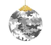 Digital Camo Glass Round Pendant Christmas Ornament Decor Tree Hanging Xmas Metal Buckle 3"