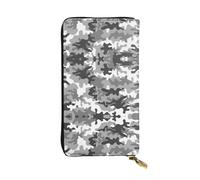 Digital Camo Print Leather Long Clutch Wallet â€“ Fashionable Personalized Wallet, Multiple Card Slots, Gift Ready, Black, One Size