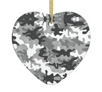 Digital Camo Printed decorative ornaments, ceramic heart-shaped ornaments, can be hung on Christmas trees and fireplaces