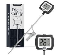 Digital Candy Thermometer with Pot Clip, Instant Read Kitchen Thermometer for Cooking, Baking, and Candy Making - 10" Stainless Steel Probe, LCD Display, Essential Baking Tool (Black)