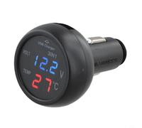 Digital Car Thermometer and Voltmeter with USB Charging Port in Single Form Factor for 12V 24V Vehicle Use (red blue)