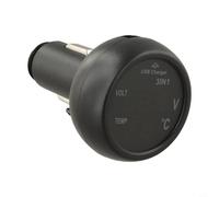 Digital Car Thermometer and Voltmeter with USB Charging Port in Single Form Factor for 12V 24V Vehicle Use (red green)