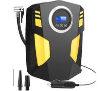 Digital Car Tyre Inflator Portable, 12V DC Air Compressor with Preset Pressure & Auto Shut-Off, LED Light for Night Emergency, Fast Inflation for Car, SUV & Bike