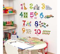 Digital Cartoon Wall Sticker, Children's Education Room Decor, Cartoon Numbers Wall Art, Animal Stickers for Children, Alphabet Wall Sticker, Cartoon Animal Pattern, Self-Adhesive Wall Sticker, Funny