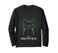 Digital Cat Code - Funny Tech Cat Design with Pixel Style Long Sleeve T-Shirt