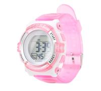 Digital Chronograph Watch, 12 24 Hour System PU Strap Stainless Steel Buckle Girls Digital Chronograph Fall Resistant Electric with Alarm for Sports (Pink)