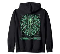 Digital Circuit Monstera Sci-Fi Botany Zip Hoodie