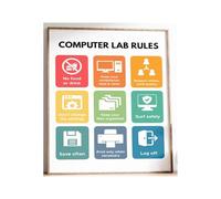 Digital Citizenship and Computer Lab Safety Rules Poster Educational Wall Art for Elementary School Classroom Decor Teacher Resource Printable(Framed,12X18inch(30X45cm))