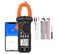 Digital Clamp Meter TRMS 6000counts GR-7200-APP DC/AC Amp Meter Auto ranging Bluetooth Connect with phone for Volt Amps Ohm Temp（℃/℉）Measurement, Continuity Capacitance Resistance Frequency Diode Test