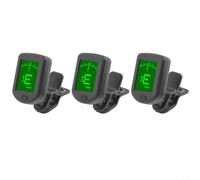 Digital Clip-on Guitar Tuner With Large Lcd Screen And Two-color Backlight For Acoustic Electric Bass Ukulele Violin Chromatic Pitch Detection For A4 440hz Calibration Black Color Three Pack