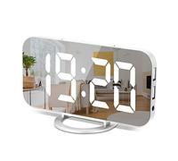 Digital Clock Large Display, LED Electric Alarm Clocks Mirror Surface for Makeup with Diming Mode, 3 Levels Brightness, Dual USB Ports Modern Decoration for Home Bedroom Decor