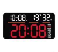 Digital Clock,LED Alarm Clock,Large Display with Temperature,Remote Control,Modern Wall Desk Clock for Home Office(Red Light)
