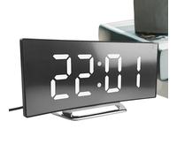 Digital clock- LED Display Digital clockfor Bedroom, Curved Screen Time Monitor | Silent Alarm clockfor Dormitory, Meditation Space, Seniors' Room, Student Desk, Garage Shelf, Compact Electric