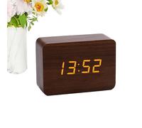 Digital Clock, Smart Acoustic Sensor, Wood Cube Time Display, Bedside Nightstand Unit, Schedule Setting Device, Modern Design, Snooze Functionality