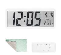 Digital Clock Wall, Digital Wall Clock Battery Operated, Clocks with Temperature and Humidity, Creative Modern, Numeral Battery Operated, 20cm Bedside, Silent Kids Clocks for Bedroom, Office, White