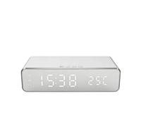 Digital Clock - Wireless 15W, Glossy LED Temperature Digital Hub with Charging Station | Smart Bedside Dock and Mobile Phone Stand For Bedroom Home Office Desktop Use