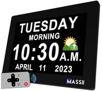 Digital Clock with Date and Week for Seniors, Non-Abbreviated Calendar for Dementia, Automatic DST, 20 Personalized Reminders, Adjustable Brightness, Loud Alarms, Memory Function (7