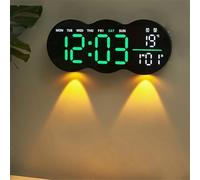 Digital Clock with LED Display Temperature Dual Alarm Remote Control Wall Mountable Table Clock with Date Week Display(Green)
