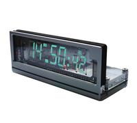 Digital Clock with LED Display, Transparent Vacuum Fluorescent, Power Off Memory, Day of the Week & Weather Function, Ideal for Bedroom and Office Decor