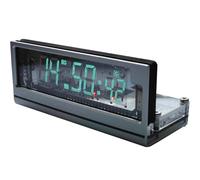 Digital Clock with Vacuum Fluorescent Display, Weekday and Weather Information, WiFi Time Synchronization, Power Off Memory, Retro Desktop Decoration