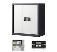 Digital Code Safe for Documents, Adjustable Shelf and Two Drawers, Secure Cabinet with Alarm, Gray