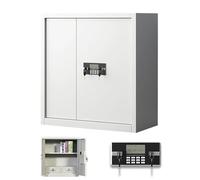 Digital Code Safe for Documents, Adjustable Shelf and Two Drawers, Secure Cabinet with Alarm, Gray