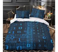 digital code stream 3D Printed Duvet Cover Set 3pcs Microfibre Lightweight Concealed tech binary pattern Duvet Insert Cover 2 Pillowcases Skin-Friendly Home Decor Kids & Girls Single（140x200cm）