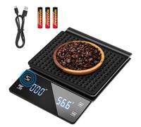 Digital Coffee Scale Rechargeable Espresso Scale with Timer 0.1g/3KG High Precision Kitchen Scale with Large LED Display, Touch Button, Easy to Clean, Black (Batteries＆USB-C cable Included)