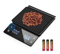 Digital Coffee Scale with Timer 0.1g/3KG High Precision Kitchen Scale Waterproof Electronic Food Weighing Espresso Scale, Large LED Display, Touch Button, Easy to Clean, Black(Batteries Included)
