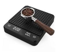 Digital Coffee Scale with Timer, 3kg/0.1g High Precision Espresso Weighing Instrument, Rechargeable Kitchen Gadget for Pour-Over and Drip, Invisible LED Display with Silicone Mat (Black)