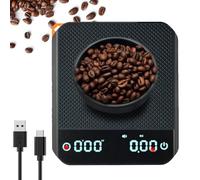 Digital Coffee Scales with Timer, 3 Modes 0.1g High Precision Mini Coffee Scales, Rechargeable Mini Coffee Scale with Auto Tare and Touch Sensor Button, 2kg Max Weight (Black)
