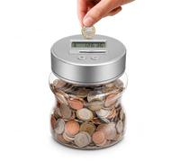 Digital Coin Bank,Big Piggy Ban Automatic UK Coin Counting Jar Money Box Saving Pot Container with LCD Display for Kids,Transparent