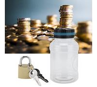Digital Coin Bank, Euro Money Box Bottle with Lock LCD Display, Coin Counter Machine, Money Saving Jar, Transparent Piggy Bank